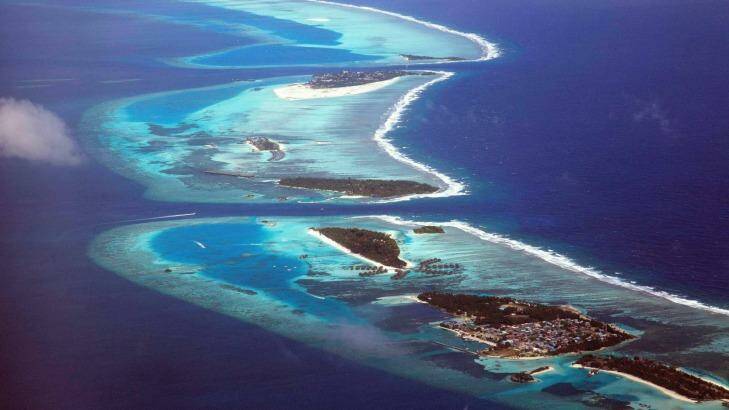 North Male atoll from above. Photo: John Borthwick