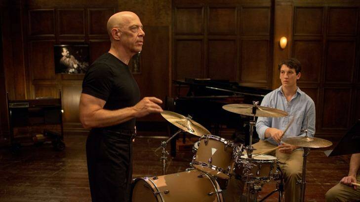Andrew Neiman (played by Miles Teller) comes up against a cruel and unusual teacher, Terence Fletcher (J.K. Simmons) in <i>Whiplash</i>. Photo: Supplied