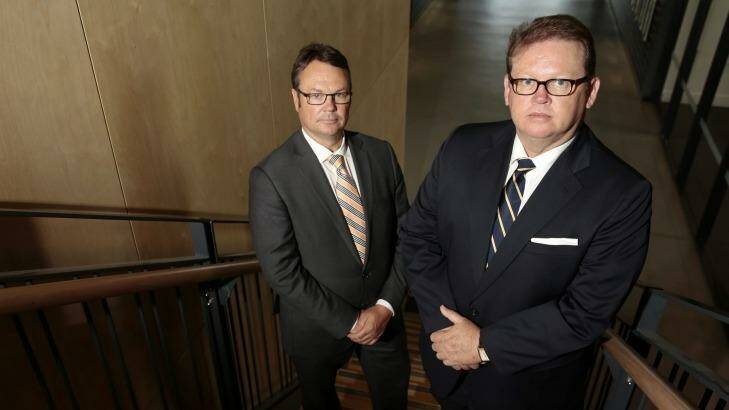 Brumbies chief executive Michael Jones, right, says Robert Kennedy, left, wasn't involved with the transactions under investigation. Photo: Jeffrey Chan