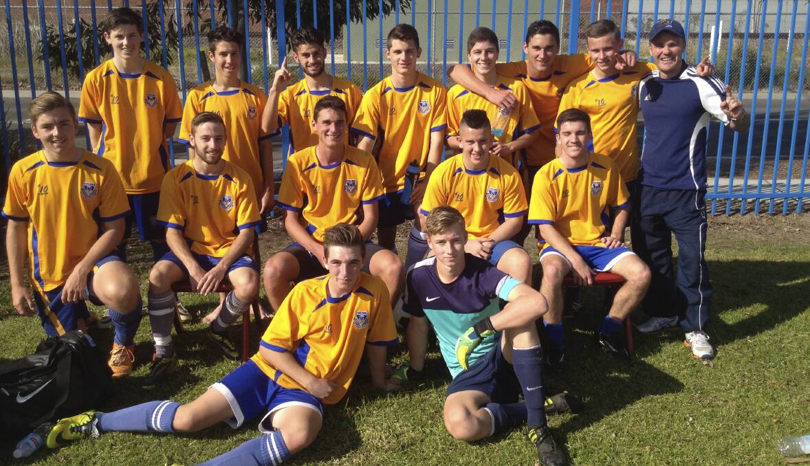 The Warilla High School senior football team which will take part in the final stages of the NSW CHS Football tournament in Sydney are (back) Navrin Deighton, Ricky Degidio, Daniel Perez, Zac Maceski, Alex Neloski, Ben Brooks, Jacob Edwards, coach Barry Jones, (middle) Tristian McIntosh, Blake Pusell, Jackson Brooks, Anthony Contreras, Seb Descalso and (front) Reece McIntosh and Lachlan Ahling. Bill Androutsopoulos and Jake Packham are absent.