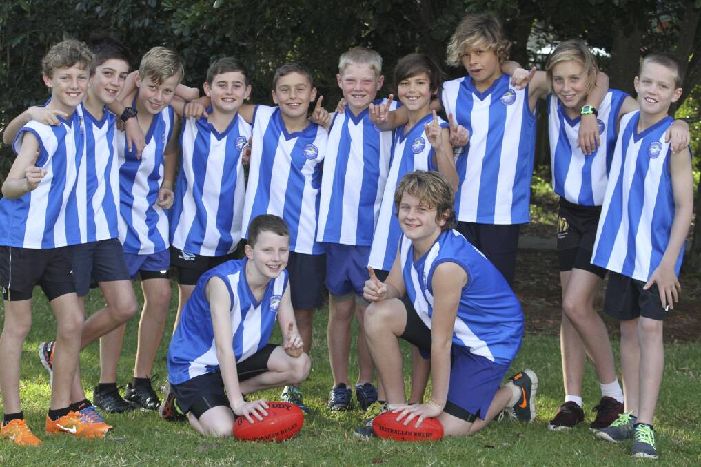 The Gerringong Public School AFL team who will play on the SCG soon (back) Owen Wall, Tommy Nolan, Perry Patters, Ethan Moore, Kye McClaren, Dylan Egan, Callum Hills, Kal White, Harry Hayward, Hamish Stewart, (front) captain Koby Wood and Fergus Flanagan. Picture: DAVID HALL