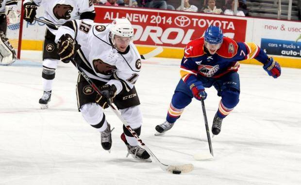 Nathan Walker bringing his energy for the Hershey Bears. Photo: Just sports Photography