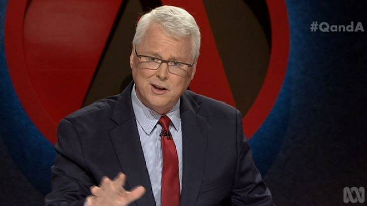 'You are hearing the interpretation of a highly qualified scientist and you're saying, 'I don't believe that'' ... <i>Q&A</i> host Tony Jones to One Nation's Malcolm Roberts Photo: ABC