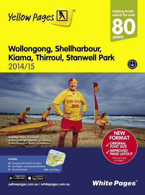 The new Yellow Pages front cover, featuring Shellharbour Surf Life Saving Club president Wayne Cavanagh.Wollongong_branded_HR.jpg