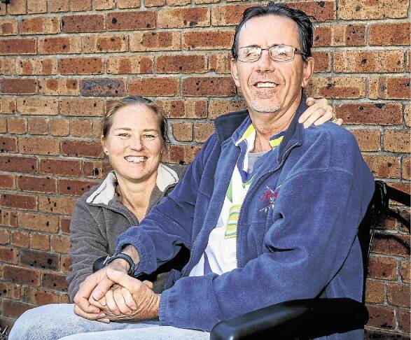 Albion Park resident Troy Eccleston and his fiancée Ainslie Sackey are trying to raise funds to go to Russia for treatment for his Multiple Sclerosis. Picture: GEORGIA MATTS