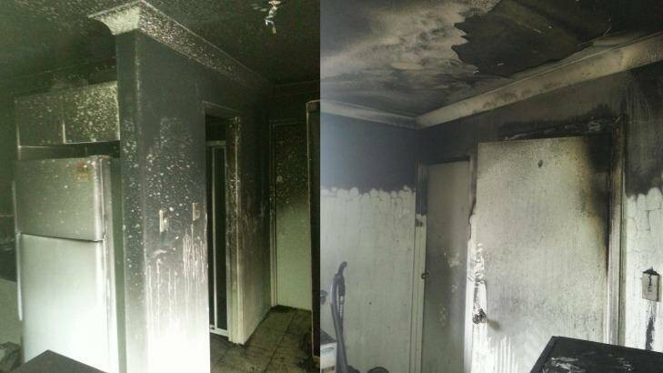 The devastating results of an electrical fire at a property in Lidcombe, NSW, in September 2014, caused by a faulty Samsung washing machine. Photo: Imgur