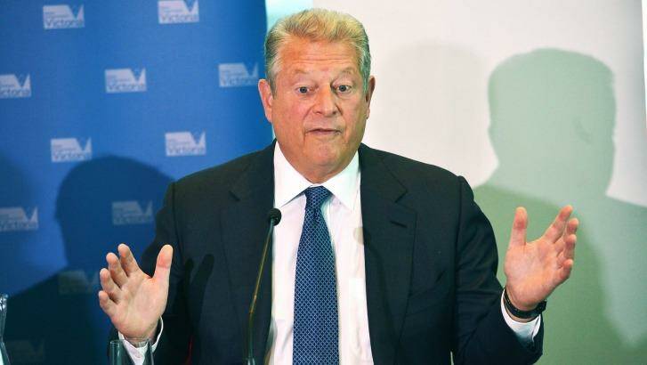 Former American vice-president Al Gore at his media conference in Melbourne on Monday. Photo: Joe Armao