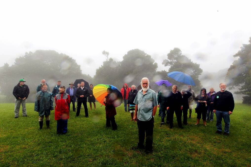 Protesters at Saddleback Mountain Lookout. Picture: : SYLVIA LIBER