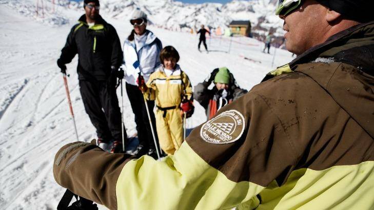 A ski instructor leads a group at Valle Nevado. Photo: Supplied/Valle Nevado