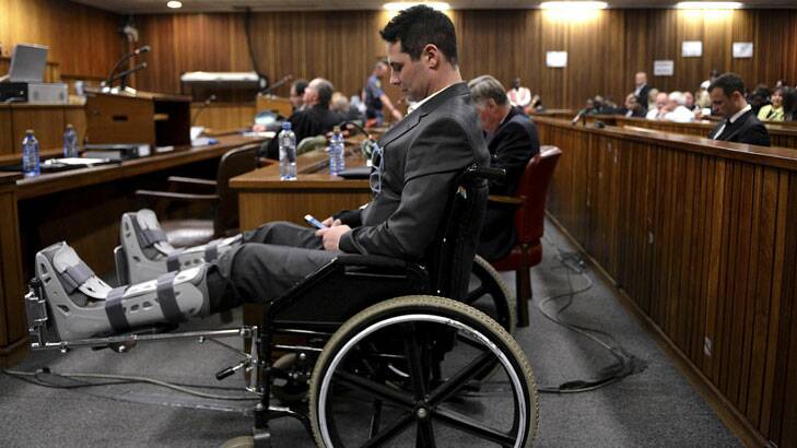 Oscar Pistorius's brother Carl Pistorius sits in the Pretoria High Court.