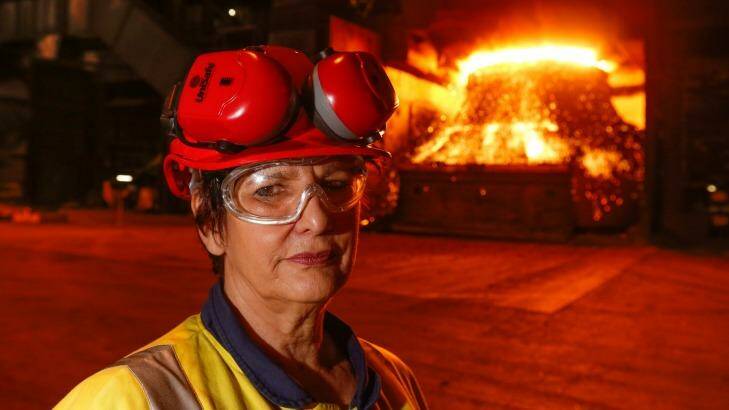 Contribution at Kembla: Christine Wilkins started work at Port Kembla in 1969. Now the steelworks is struggling to survive. Photo: Peter Rae