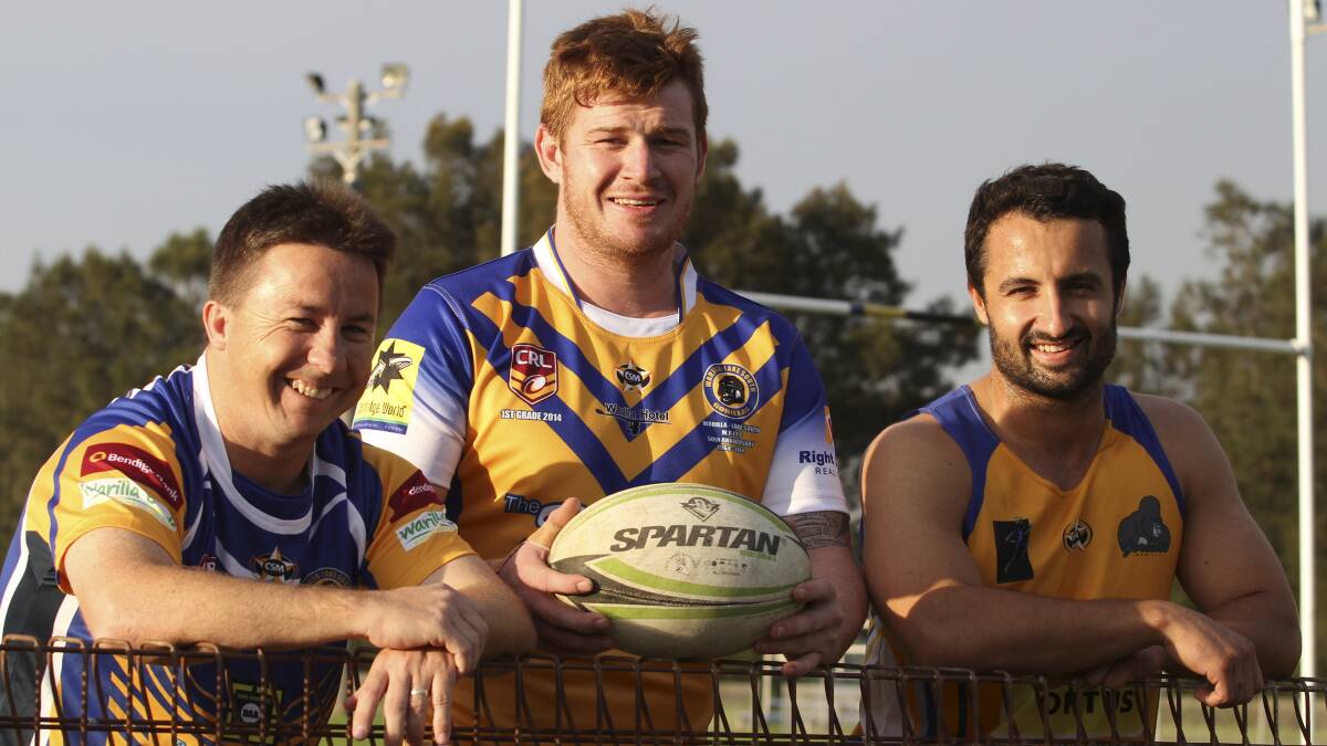 Warilla-Lake South Gorillas first grade coach Peter Hooper, captain Andrew Diomei and the returning Nick Lazarevski. Picture: DAVID HALL