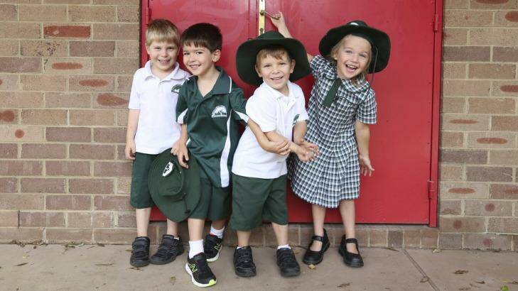 Ben Gray, Xavier Bustos, Alex Gray and Charlie Tsaltas of Wilkins Public School would like to enrol in ethics classes. Photo: Louise kennerley