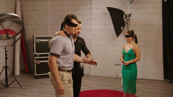 Lisa Fewster says being blindfolded for first kisses on the show is nerve-racking. Photo: Seven