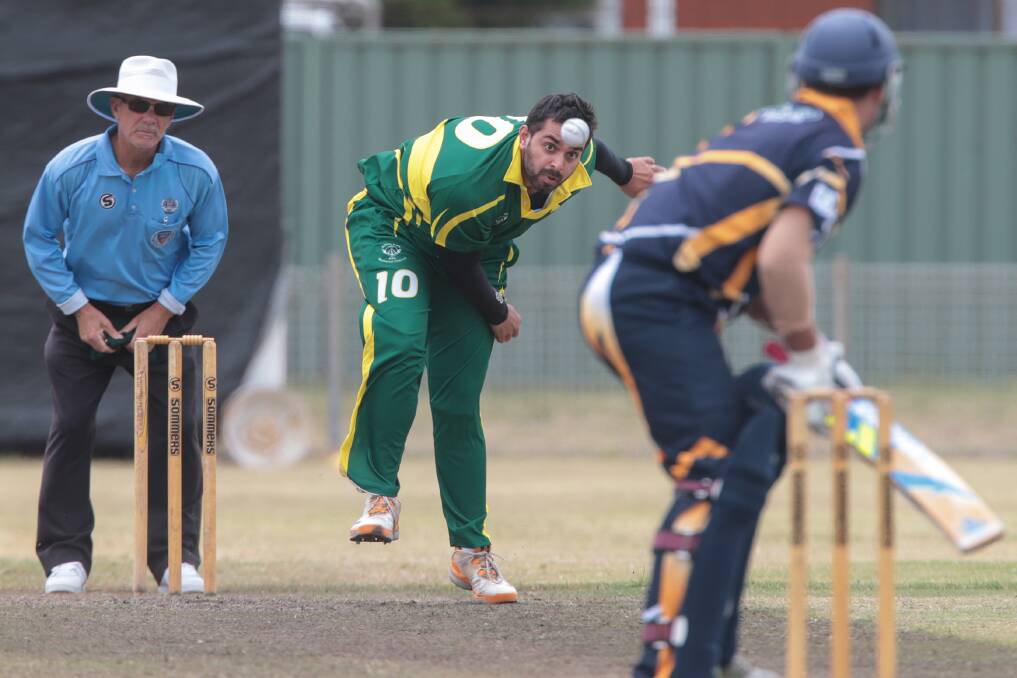 Albion Park opening bowler Raheel Chaudry lets one fly during his side's high-scoring clash with competition leaders Lake Illawarra last weekend. Picture: ADAM McLEAN