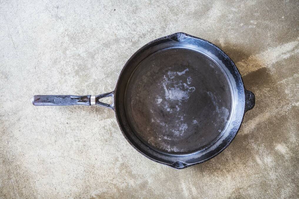 "I don't use any non-stick or plastic implements, it's either wood or steel," says the author. "All my fry pans are cast iron." Photo: Simon O'Dwyer
