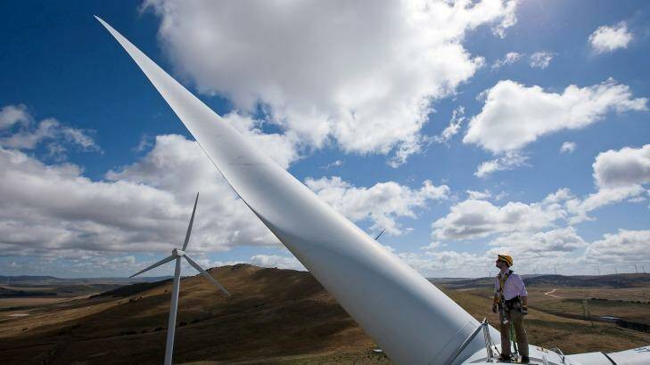 A wind turbine in Bungendore, New South Wales. Photo: Ian Waldie