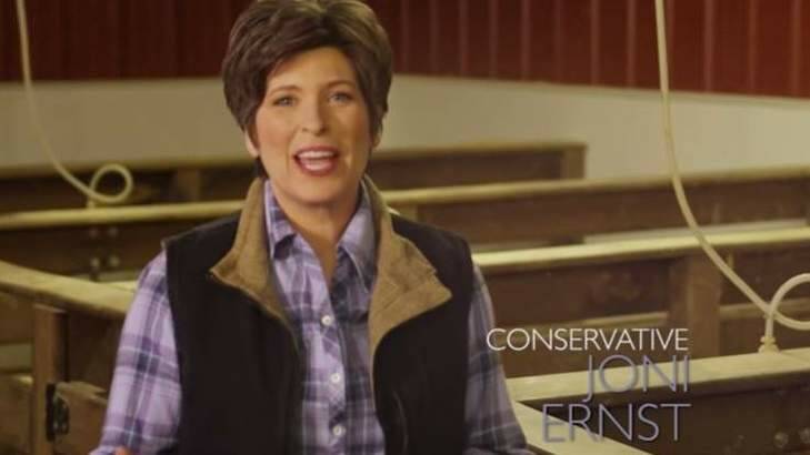 Jodi Ernst likens dealing with congress to castrating pigs. Photo: Youtube