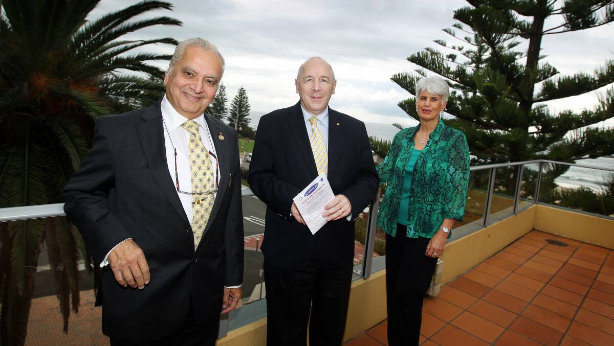 Dr Boman Kalapesi, Cancer Council chief executive Professor Ian Olver and Dr Liz Magassy at the Bowel Scan launch. Picture: SYLVIA LIBER