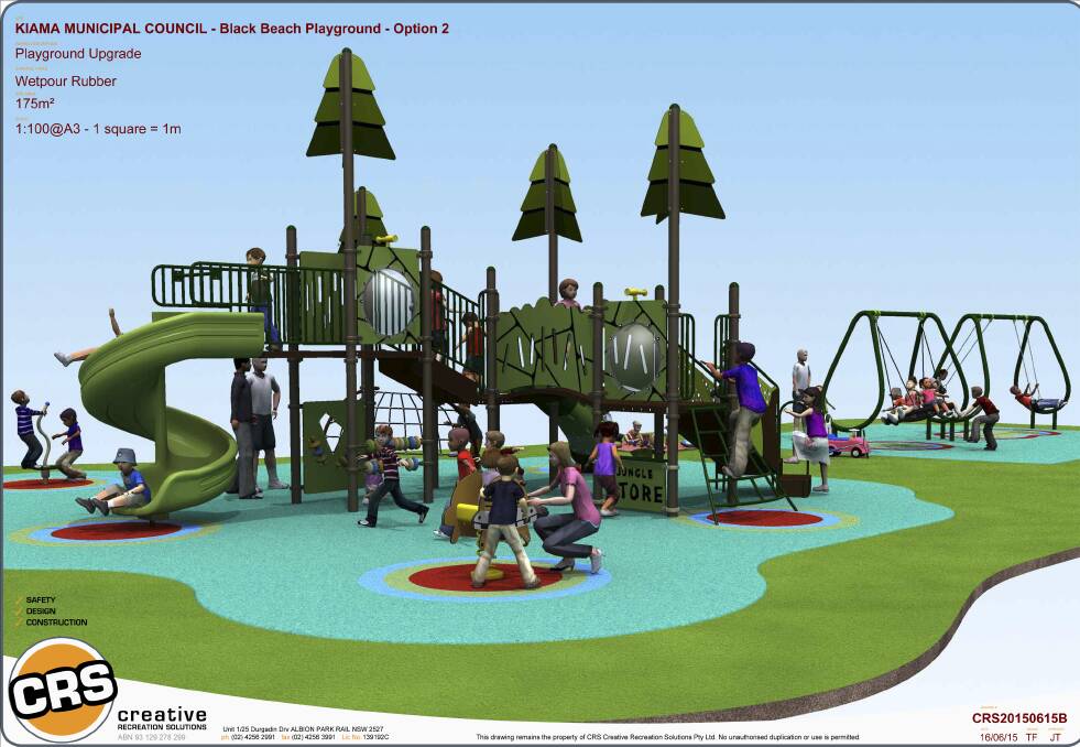 Plans for the new play structure at Black Beach. It should be in place by Christmas.