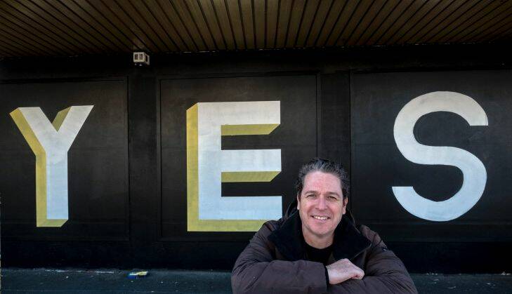 FITZROY, 9 SEPTEMBER 2017; Photo of owner of the Night Cat ,Justin Stanford outside the Night Cat were he has written the word , reading "YES", on the wall of his club in support for equal marriage rights in Fitzroy Saturday 9 September 2017. PHOTO LUIS ENRIQUE ASCUI