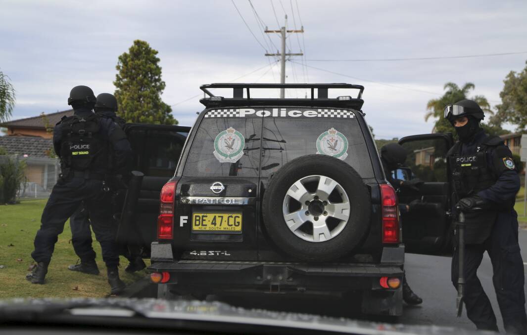 Officers from Lake Illawarra Local Area Command Strike Force Erola raided homes in six suburbs. Picture: NSW POLICE