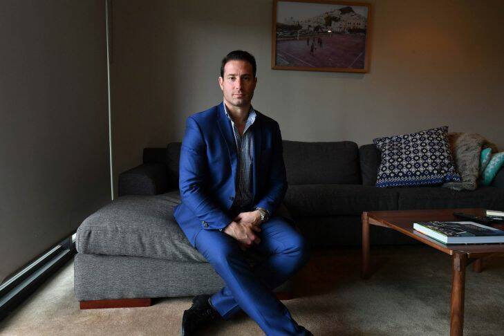 Scott Johnston at home in his apartment in Richmond. 23rd August 2017. The Age Fairfaxmedia News Picture by JOE ARMAO