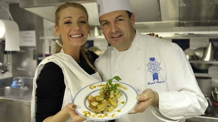 Hollywood's Blake Lively with chef Franck Poupard. Photo: Le Cordon Bleu International