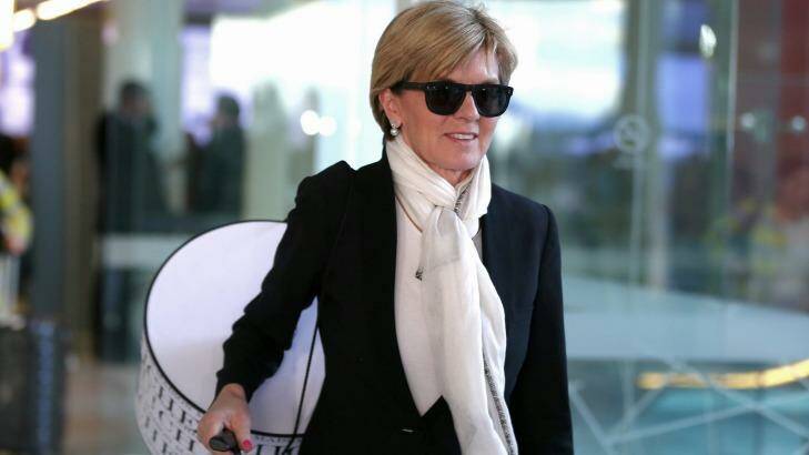 Foreign Affairs Minister Julie Bishop arrives at Canberra Airport. Photo: Alex Ellinghausen