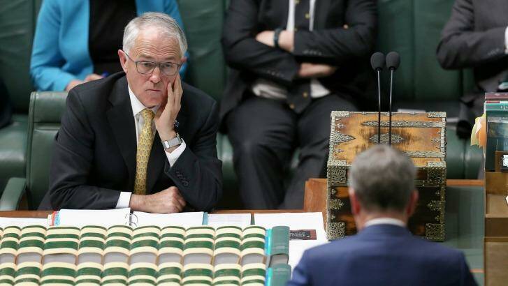 Prime Minister Malcolm Turnbull in Parliament. Photo: Alex Ellinghausen