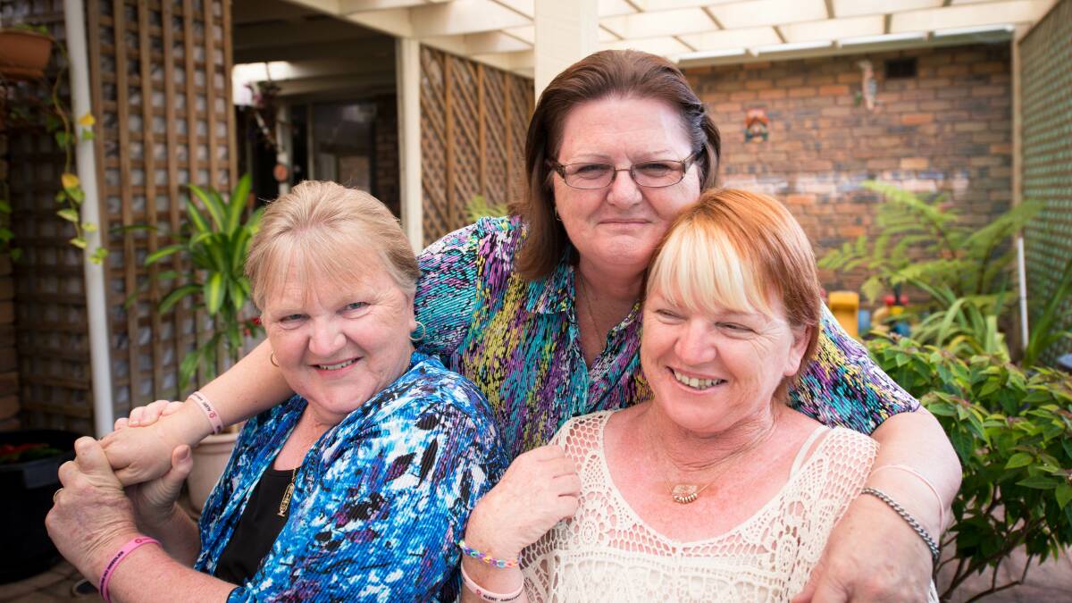 Sisters Gail Bailey, Susan Ellem and Lynda Klein have all survived breast cancer and will be supporting this weekend's Shellharbour Relay for Life. Picture: ALBEY BOND