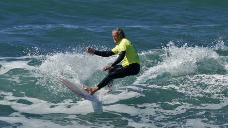 Ron Schneider surfing in the over 50 section of the Australian Surf Festival at Port Macquarie in 2012 Photo: Renee Miller