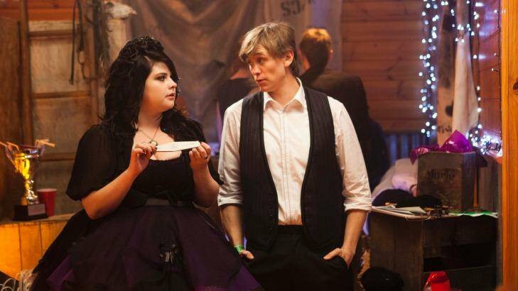 Melissa Bergland as Scary Mary, the "only Goth in the village", with Travis Jeffery in <i>Spin Out</I>.  Photo: Sarah Enticknap
