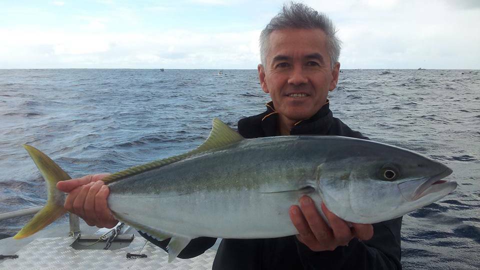 NEIL’S KINGFISH: Neil and his wife from Melbourne went fishing with Charter Fish Narooma getting into the kings on Monday. The boat bagged out by 8.30am. (9/4/14)