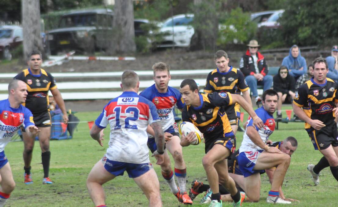 CHASER: Fullback Isaac Mumberson put in a great chase to score the Nowra-Bomaderry Jets first try in their 22-20 win over Gerringong in Saturday’s minor semi-final at Nowra Showground on Saturday. Photo: PATRICK FAHY    