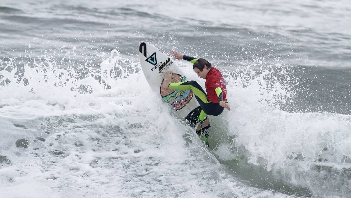 Kiama's Chae Conti in action at the Wahu Surfer Groms Competition in Coffs Harbour last weekend. Picture: ETHAN SMITH/SNSW