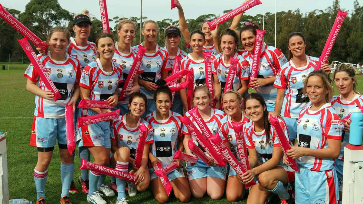 The Bulldogs Women’s League Tag team celebrate after a great win on Sunday. 