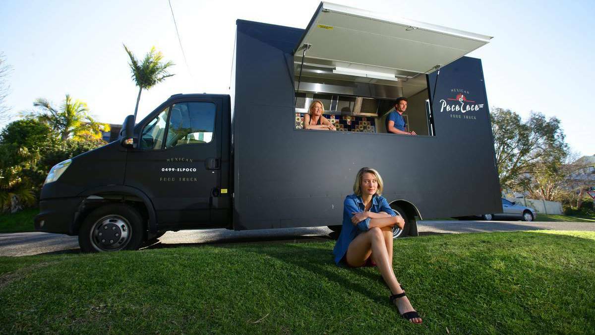 Alli and Aaron Van de Stadt and their mum Tracey Priestley at the Mexican Poco Loco food truck. Pic: Peter Stoop
