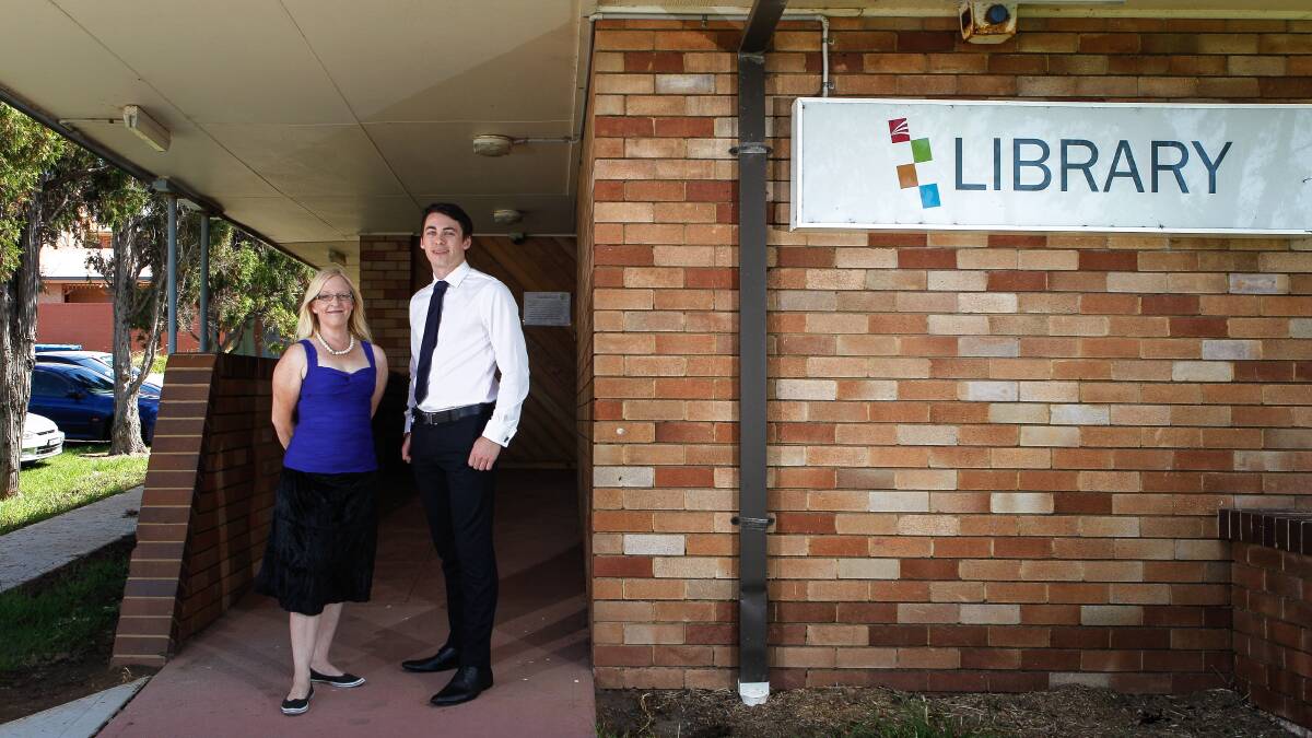 Shellharbour Councillor Kellie Marsh and Mark Jones at Shellharbour Village library earlier this year. Picture Christopher Chan
