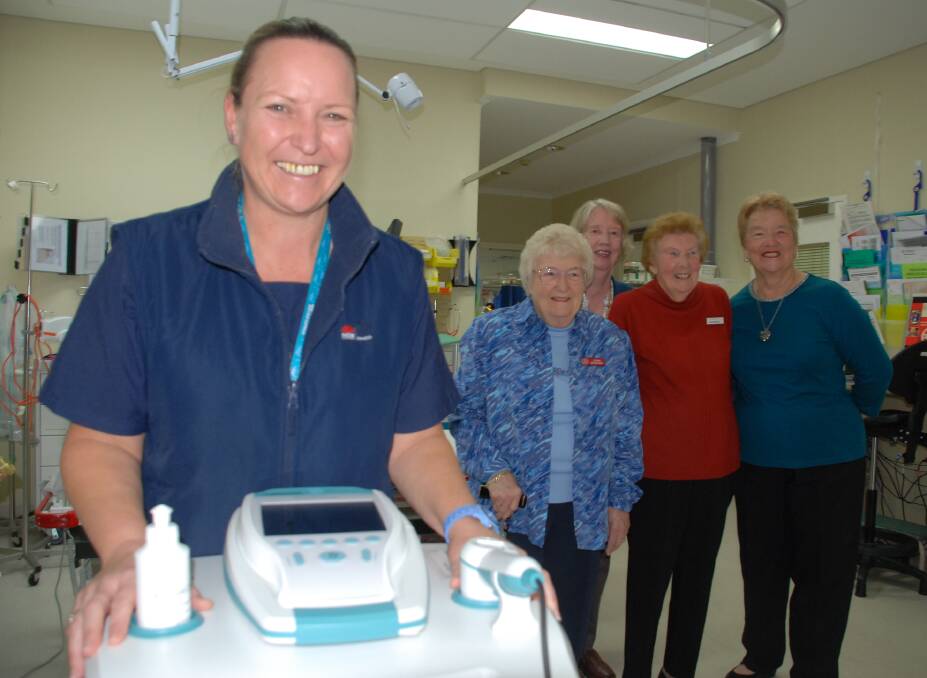 Registered Nurse at Shellharbour Hospital Debbie Millburn with Shellharbour Auxiliary members Joan Duncan, Wendy Cook, Edna Harley and Lyn Thompson. Picture Eliza Winkler