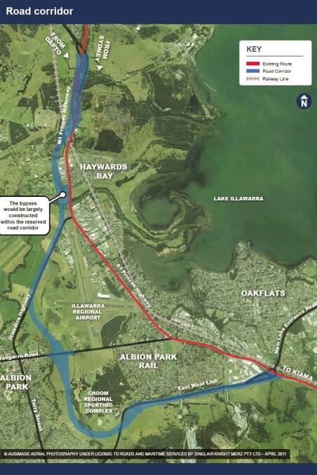 Project corridor map of the proposed Albion Park Rail bypass. Picture RMS website. 
