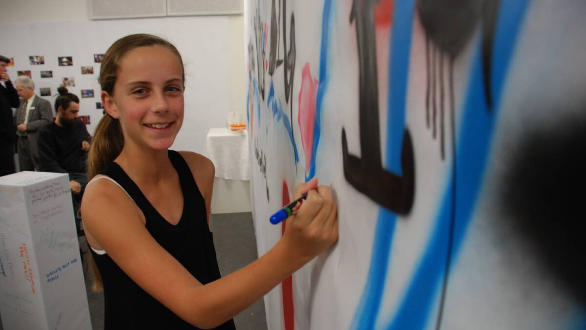 Local student, Jorja Lindwall shared her idea about an outdoor movies event at the Creative Shellharbour Ideas Bombing session at Shellharbour Village Exhibition space. Picture Eliza Winkler