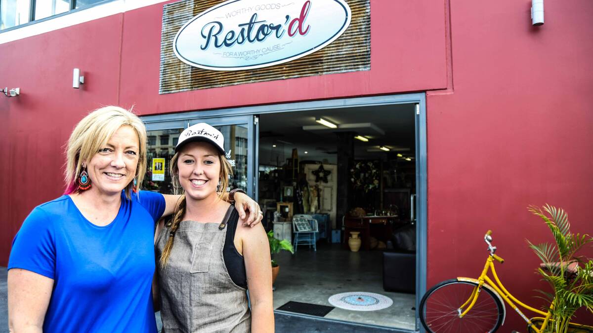 Shani Smith and Jett Warner, at the opening of Restor'd store in Shellharbour. Picture: GEORGIA MATTS