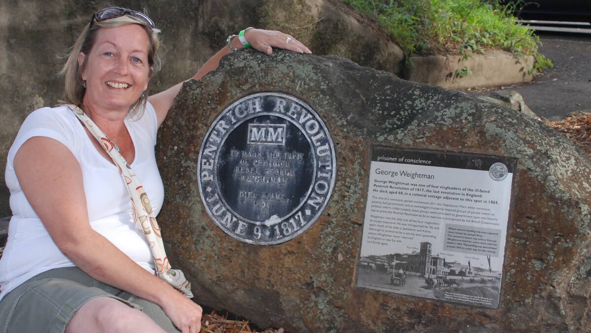 Cheryl Walsh at the monument in Terralong Street which recalls her late relative George Weightman. Picture: DAVID HALL