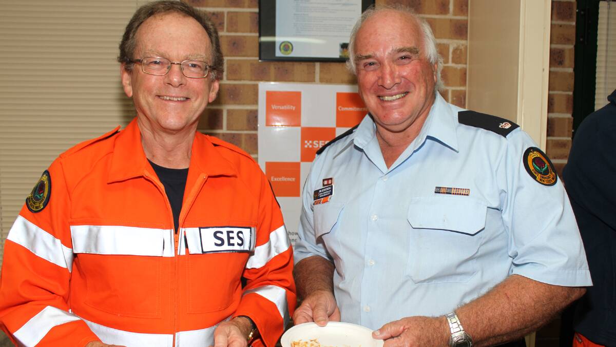 SES Member Rick Symons with Shoalhaven City Local Controller Ian Borrowdale. Picture: DAVID HALL