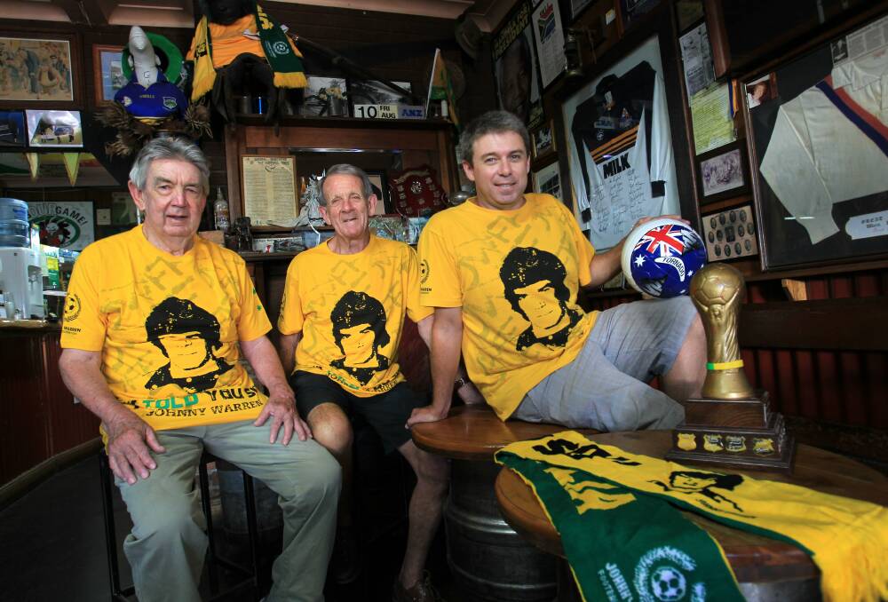 Geoff, Ross and Jamie Warren at the Jamberoo Hotel prior to last year's football World Cup.