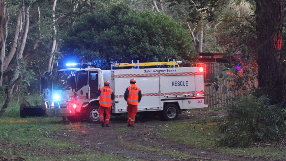 Kiama SES were called out to Foxground where trees had fallen close to a house. Picture: DAVID HALL