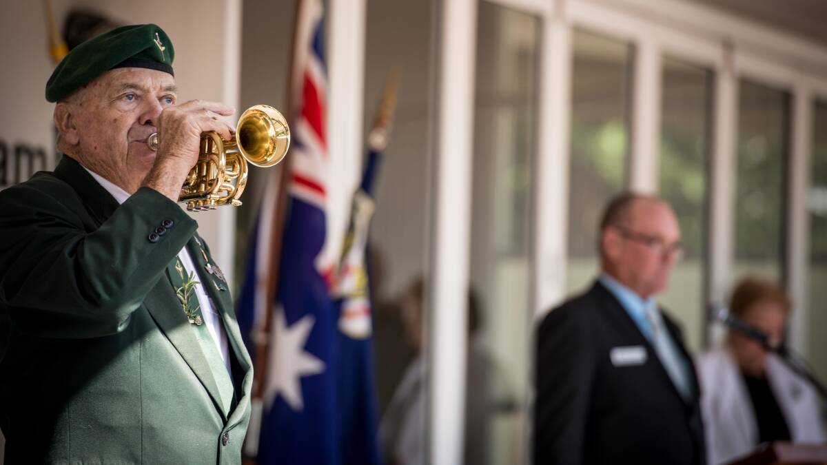 Peter Williams plays the Last Post at Saturday's service.
