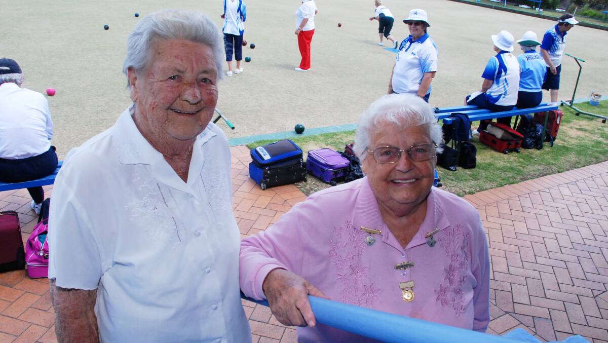 Member for 30 years, Janet Duncan and Shellharbour Women's Bowling Club's longest serving and highly decorated member Vilma Uren at the club on Tuesday.