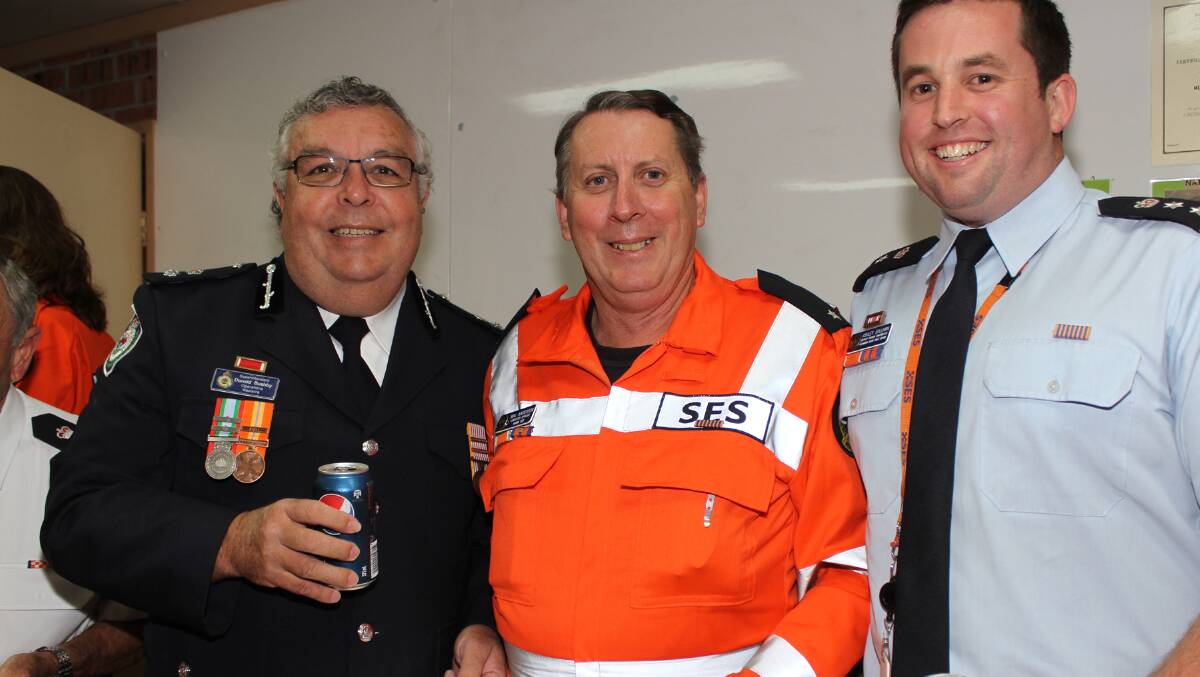 NSW Rural Fire Service District Services Co-ordinator Don Bushby, Kiama SES's Mal Anderson and SES deputy Regional Controller Ashley Sullivan. Picture: DAVID HALL